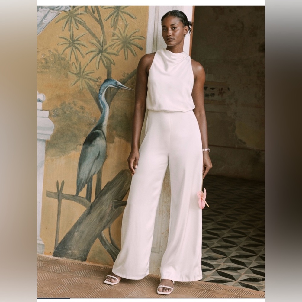 NWT Abercrombie High Neck Draped Satin Jumpsuit